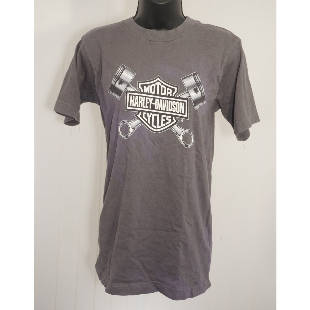 Harley-Davidson Small Gray Cotton Graphic T-Shirt Piston Logo Made In USA